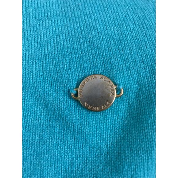 Roberta Scarpa Cashmere Knit Sweater Long Sleeve V Neck Aqua Blue Turquoise 10 M - Picture 5 of 7